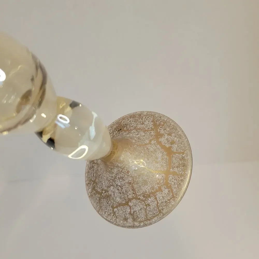 VTG Bombay Poland Mouth‑Blown Champagne Gold Art Glass Trumpet Vase 10.5